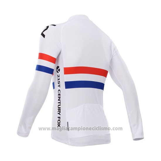 2014 Abbigliamento Ciclismo Sky Campione Regno Unito Bianco Manica Lunga e Salopette